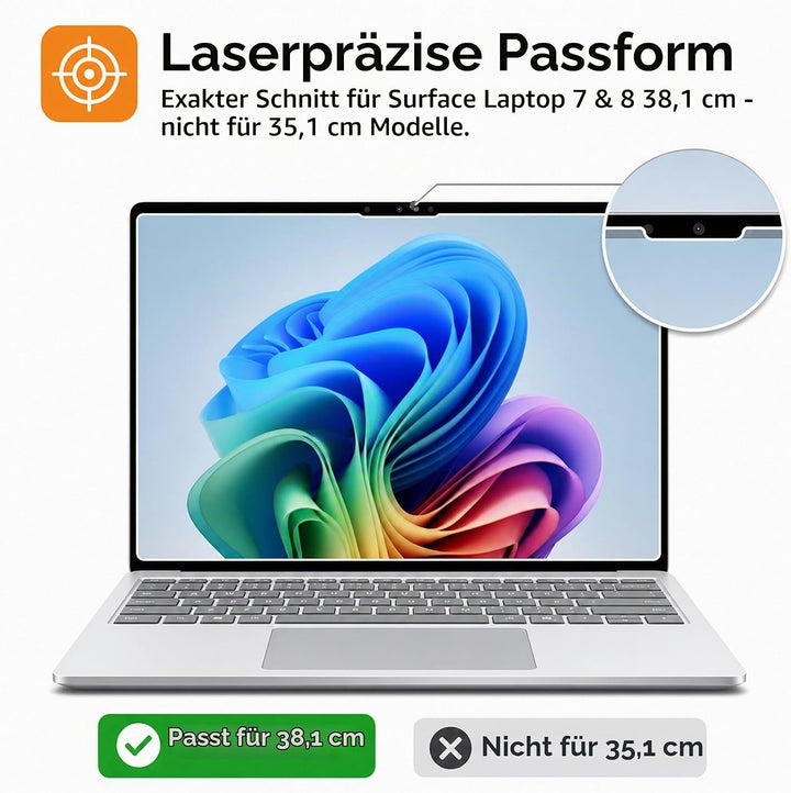 MEGOO Microsoft Surface Laptop 7 (2024, 15 Zoll) Glas Schutzfolie - Kratzfest, Einfache Installation