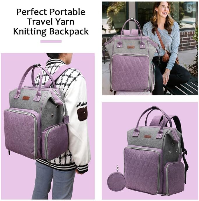 KOKNIT Stricktasche mit grossem Fassungsvermögen, tragbare Häkeltaschen und Tragetaschen, Organizer