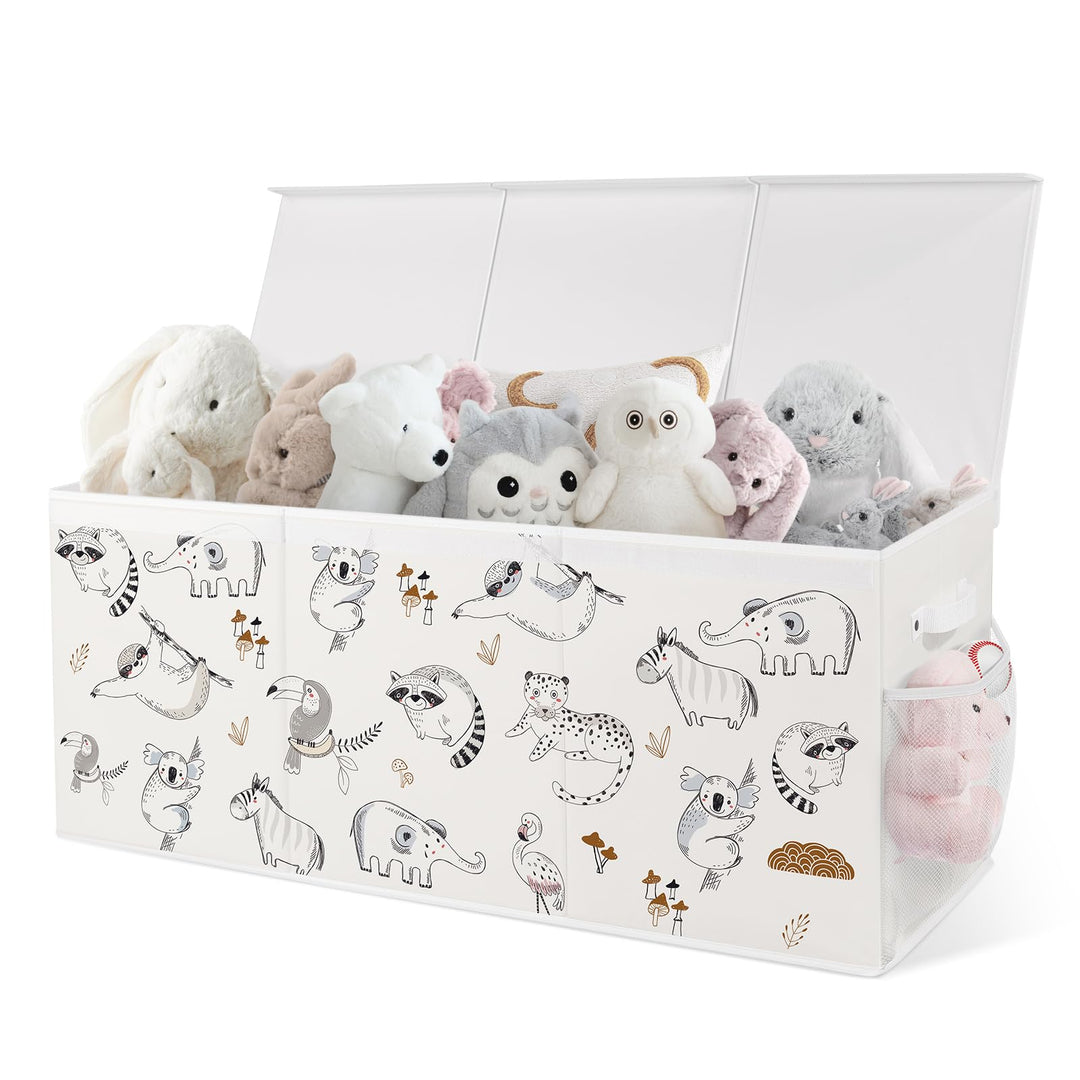 Spielzeugkiste Aufbewahrungsbox mit Deckel Kinder 96 x 32 x 40 cm, Faltbare und Platzsparend für Kin