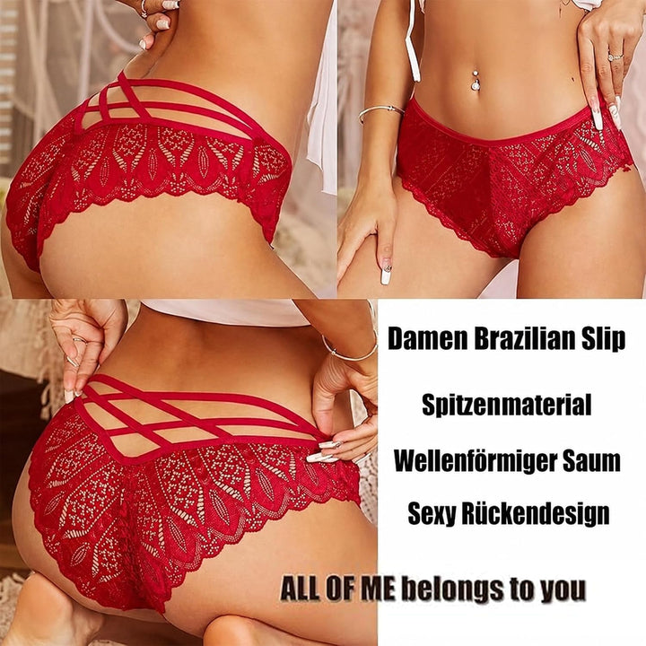 ALL OF ME 6er Pack Brazilian Slips Damen Spitze Unterhosen Sexy Unterwäsche Dessous Frauen Panties B
