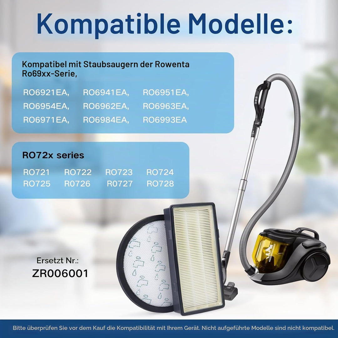 2 Stück Filter für Rowenta X-Trem Power Cyclonic RO69xx und RO72xx Serie,RO6941EA,RO6963EA, RO6921EA