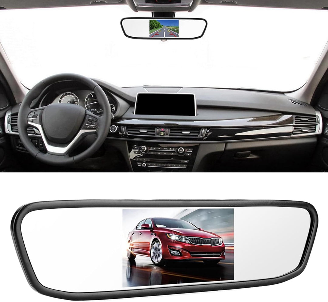 Rückfahrkamera Spiegel, Auto HD Rückspiegelmonitor, 4,3-Zoll Auto HD Rückspiegel Monitor mit Backup