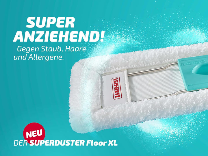 Leifheit SUPERDUSTER Floor XL, waschbarer Staubbezug für Böden, Staubwischer Boden mit Mikrofaser Be