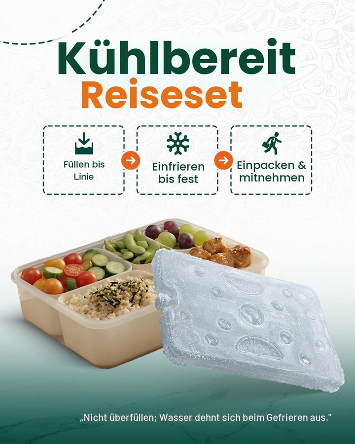 GIRAFFYCO Tragbare Snackbox mit isolierter Kühltasche & Kühlakku, 6 herausnehmbare Fächer mit Einzel
