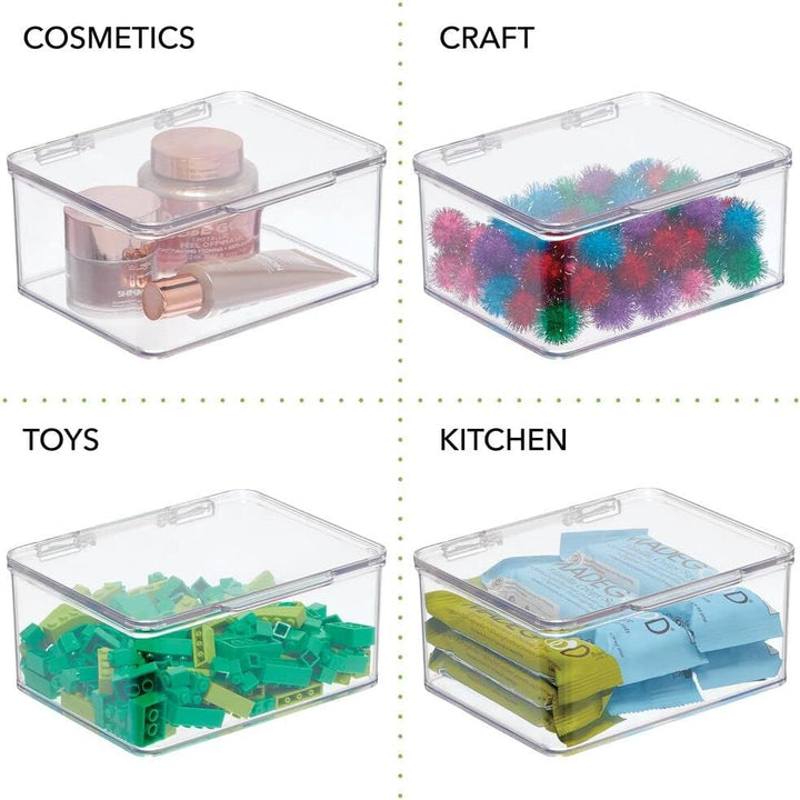 mDesign 2er-Set Küchen Organizer mit Deckel – Vorratsdosen für Küchenregal und Vorratskammer – stape