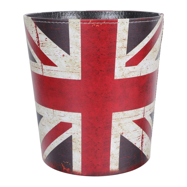 TOPBATHY PU Leder Abfallkorb Haushalt Antik England Muster Mülleimer ohne Deckel Papierbehälter für