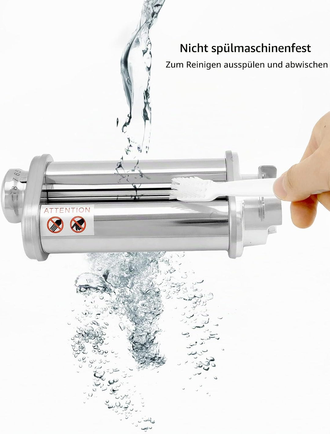 QWORK® 3er Set Nudelblattroller Spaghettischneider Fettuccineschneider, Nudelaufsatz aus SUS304 Edel