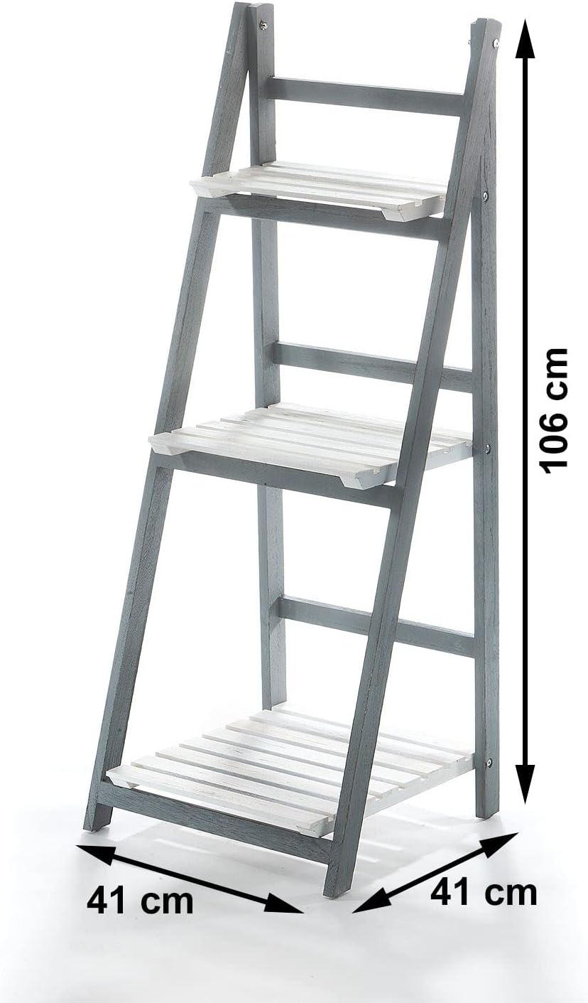 Kobolo Leiterregal White-Grey - Used-Look - mit 3 Böden