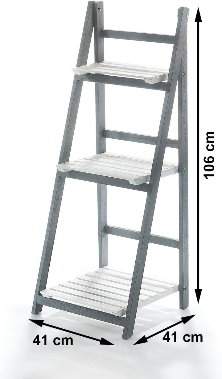 Kobolo Leiterregal White-Grey - Used-Look - mit 3 Böden