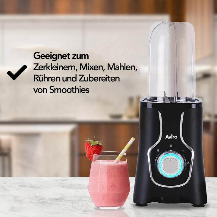 Brixy Blender - Smoothie Maker - 3-in-1-4 Becher - 1000ML Kanne - Mini Blender - Schwarz