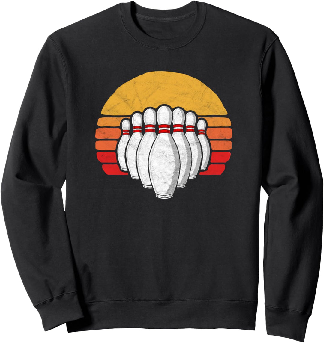 Vintage Bowling Ten Pins & 80's Sun Retro Graphic Sweatshirt