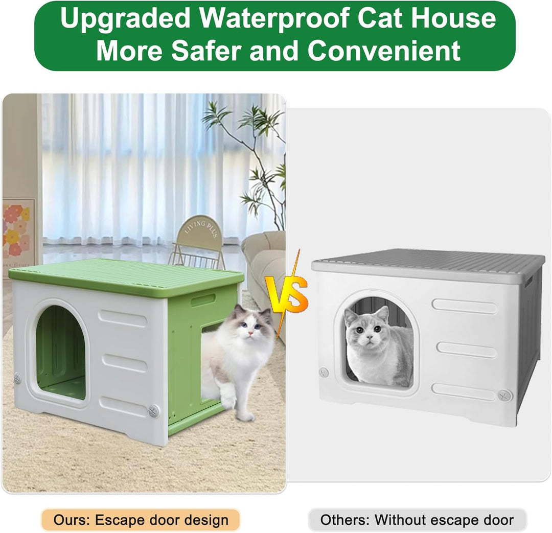 Kunststoff-Katzenhaus für Outdoor Indoor-Gebrauch, stapelbar verwilderte Katze Unterschlupf Indoor-K