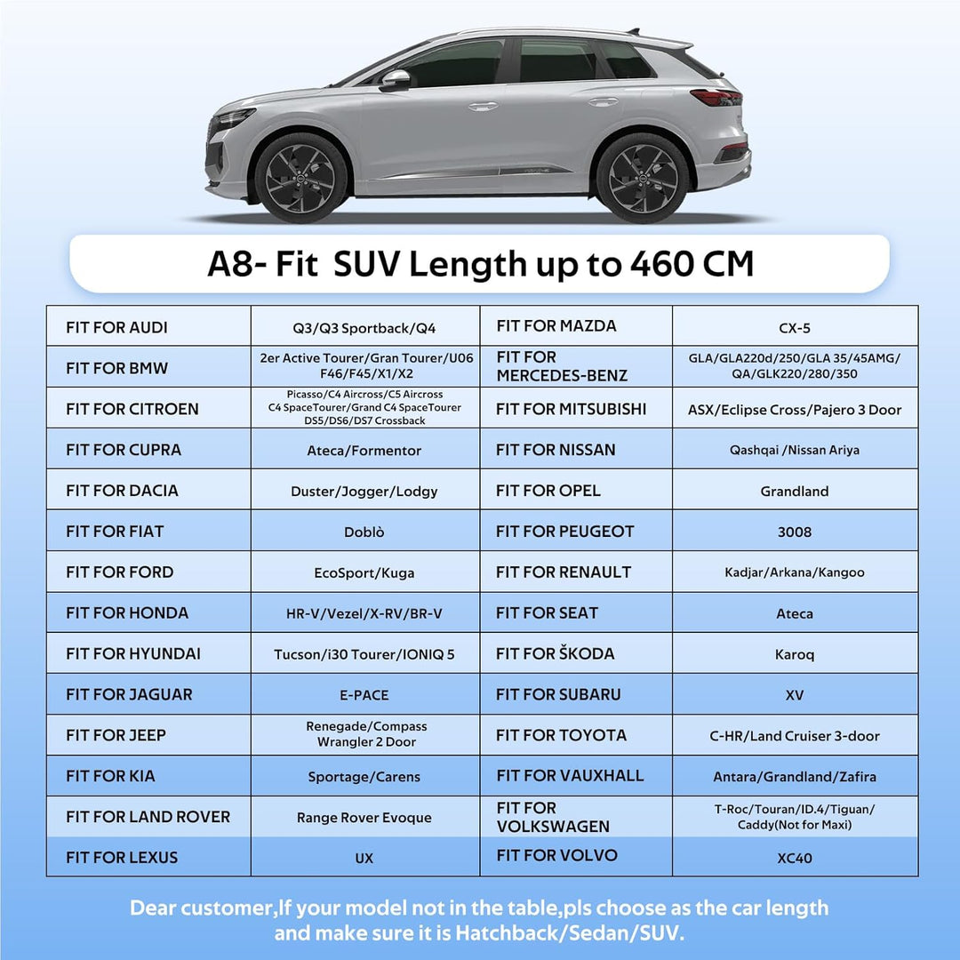 SUV Autoabdeckung Wasserdicht Atmungsaktiv,Auto-Abdeckplane für Vollgarage,Regen,Sonne,Staub und UV-