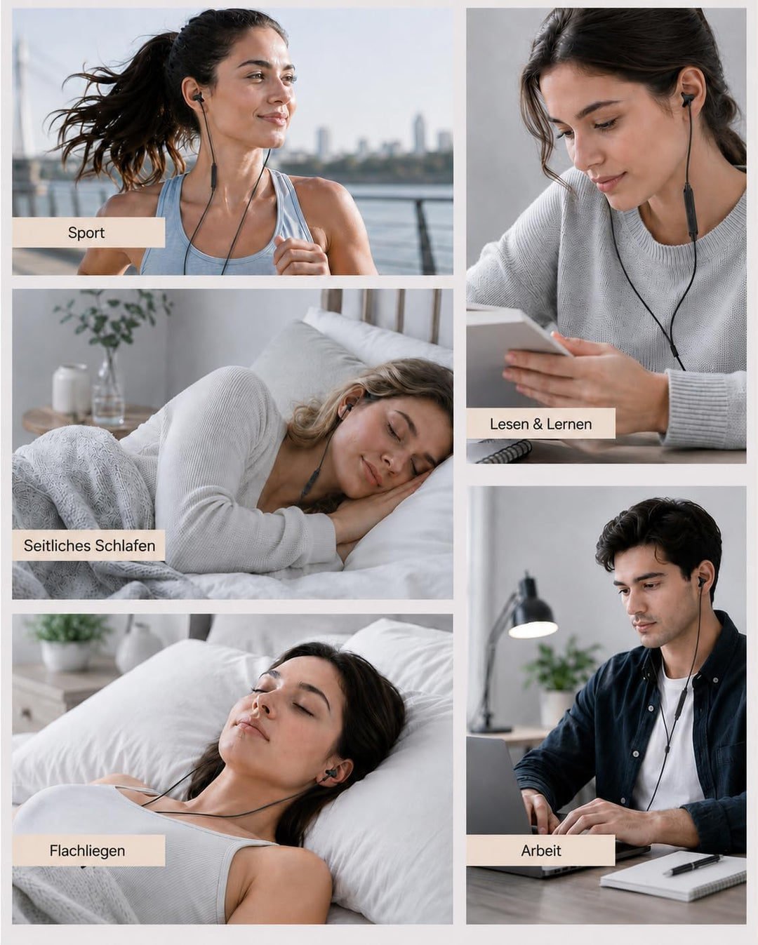 Hearprotek 2 Paar USB c-Schlaf-Ohrhörer, Kopfhörer mit Mikrofon-Silikon-Geräuschisolierung Typ c-Ohr