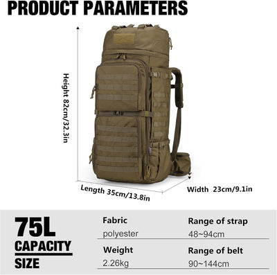 Mardingtop 75L Rucksack Taktischer Rucksack Wanderrucksack Trekkingrucksack YKK Zipper mit der gross