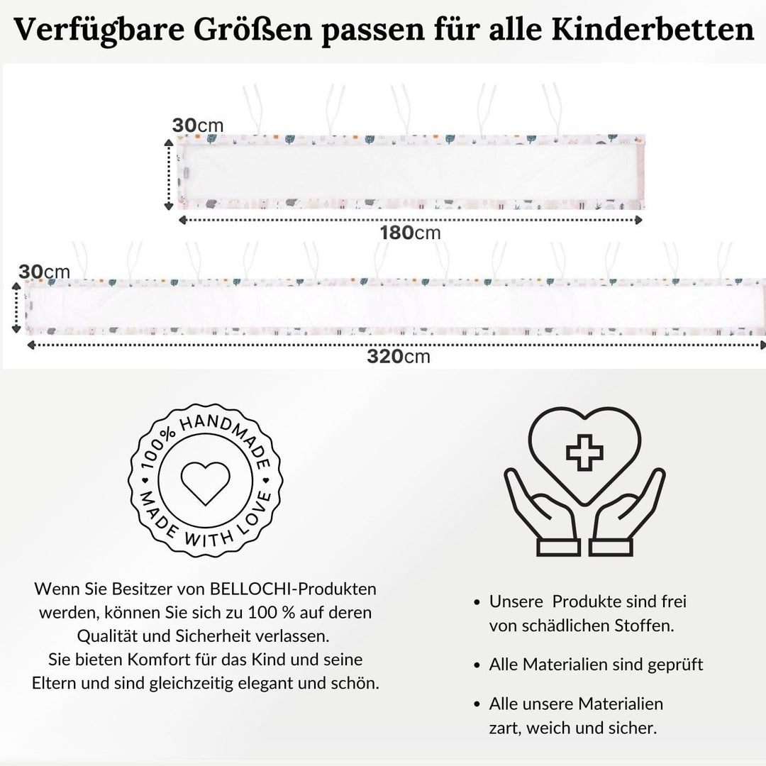 Bettumrandung Babybett, Kinderbett Umrandung 360x30 cm Bettumrandung, Nestchen Babybett Umrandung, g