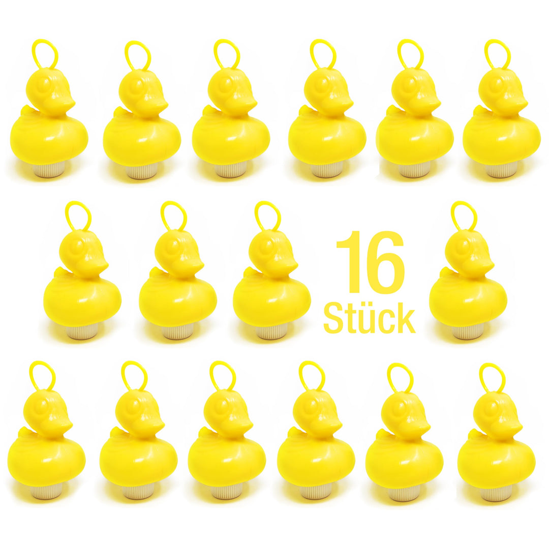 AMLI Enten Angeln | 16x gelbe Entchen mit Öse & Gewicht | Entenangeln Spiel Wasser gross | Perfekt f
