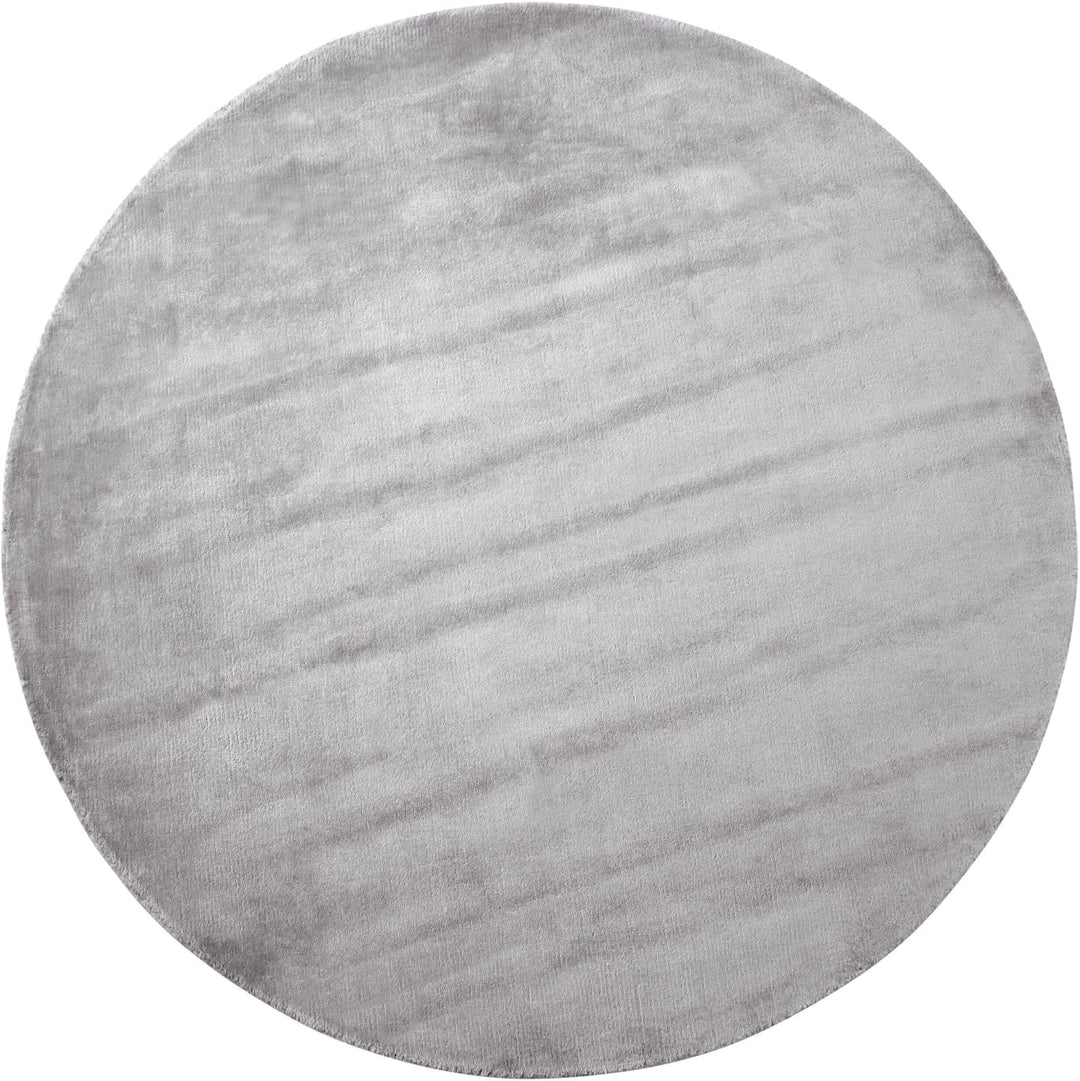Teppich Viskose helles Grau rund 140 cm einfarbig handgewebt Kurzflor Gesi II