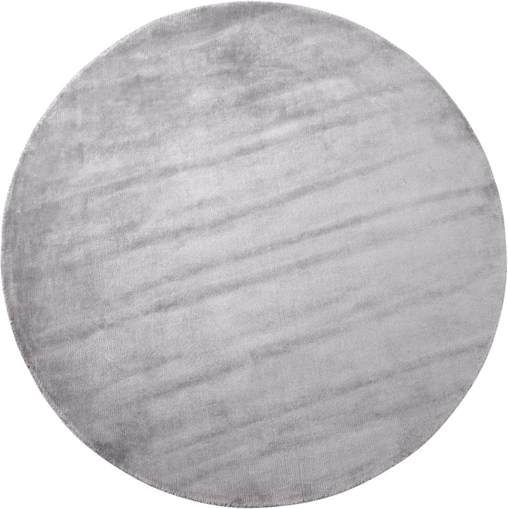 Teppich Viskose helles Grau rund 140 cm einfarbig handgewebt Kurzflor Gesi II