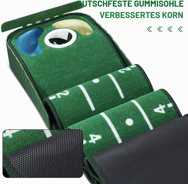 Putting-Grün, Indoor-Matte Mit Ballrücklauf und 3 Löchern, Golf-Trainingsausrüstung für Zuhause oder