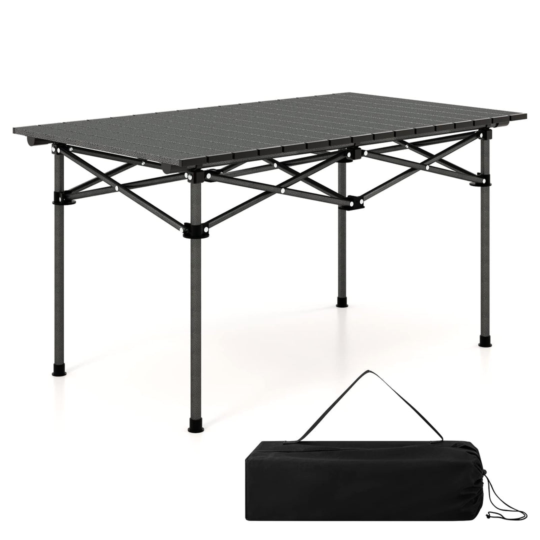 COSTWAY Campingtisch faltbar, Falttisch mit aufrollbarer Tischplatte, Klapptisch Gartentisch mit Alu