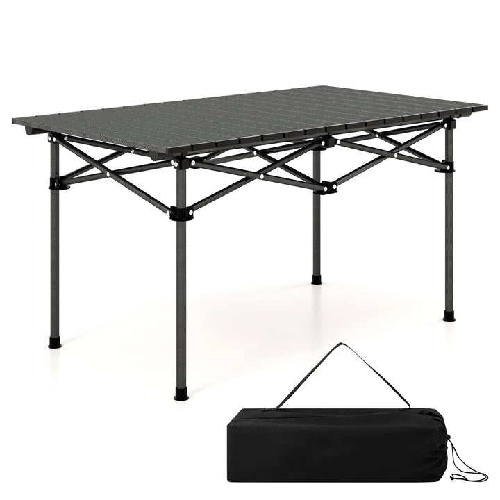 COSTWAY Campingtisch faltbar, Falttisch mit aufrollbarer Tischplatte, Klapptisch Gartentisch mit Alu