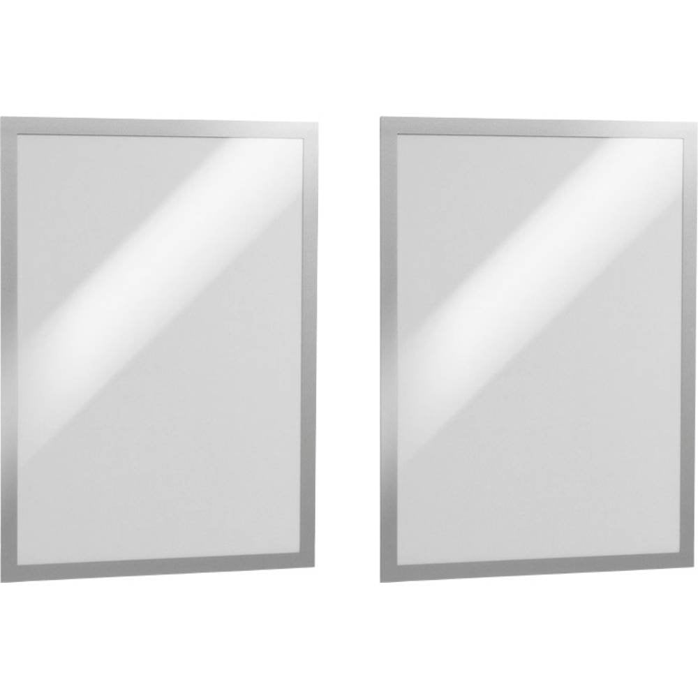 Durable Info-Rahmen Duraframe (A3, selbstklebend mit Magnetverschluss) 2 Stück, silber, 487323 DIN A