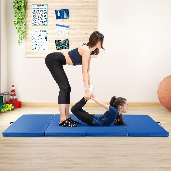 GOPLUS Turnmatte klappbar, 300×117×5cm Weichbodenmatte mit 2 Tragegriffen & Klettverschlüssen, Gymna