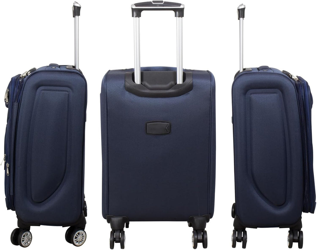 Trendyshop365 Weichgepäck Handgepäck Koffer Maribor 58cm 43 Liter 4 Rollen Zahlenschloss Blau Handge