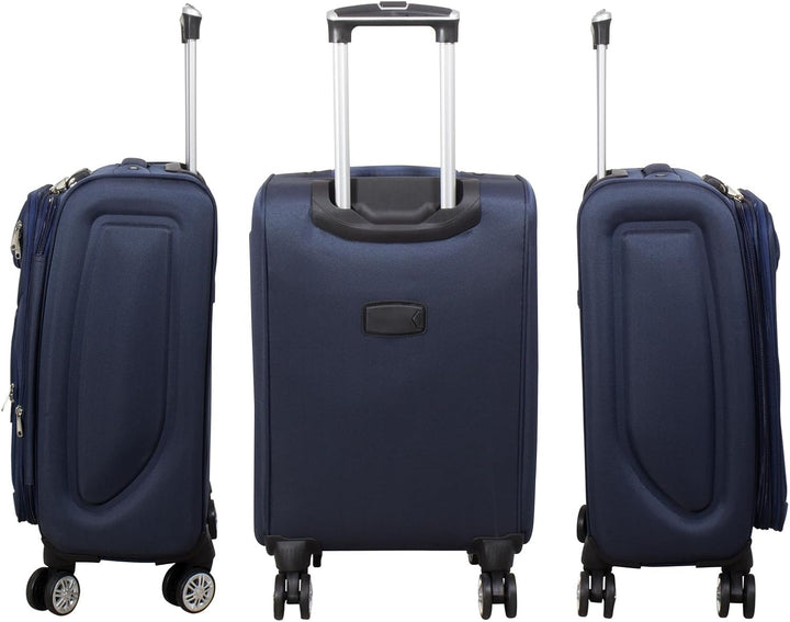 Trendyshop365 Weichgepäck Handgepäck Koffer Maribor 58cm 43 Liter 4 Rollen Zahlenschloss Blau Handge
