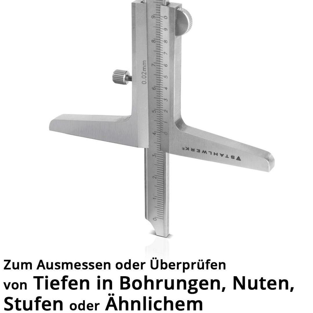 STAHLWERK Tiefenmessschieber 0-200 mm DIN 862 Messschieber/Tiefenlehre/Schieblehre/Messlehre aus ros
