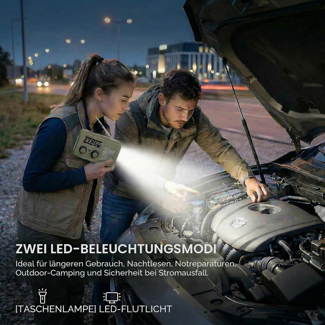 Notfall Radio, 3-Wege-Laden Emergency Radios,2000mAh Profi-Überlebensradio 3-Wege-Ladung (Solar/Hand