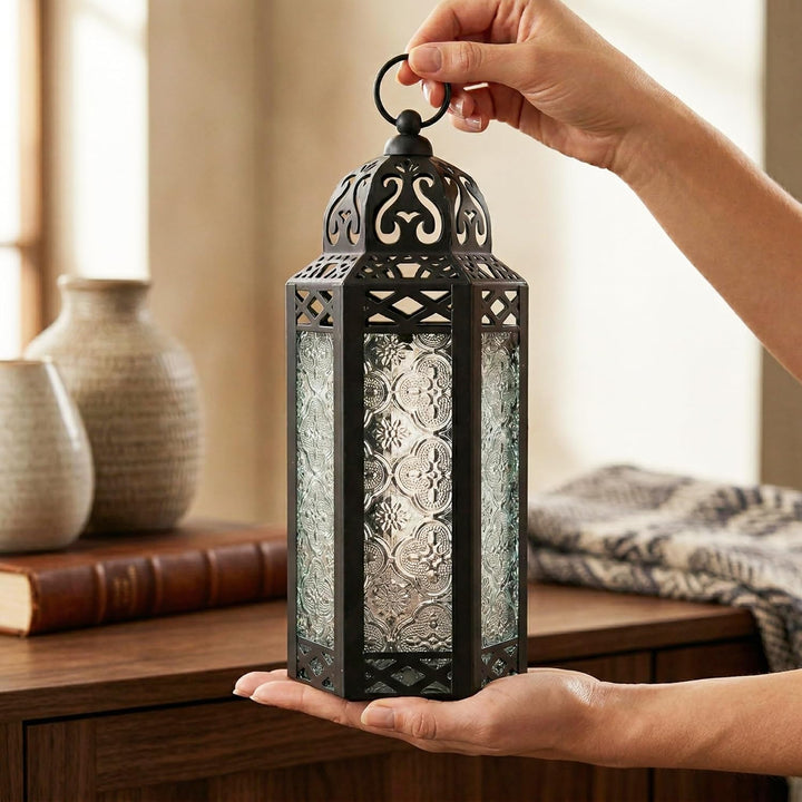 Vela Lanterns Marokkanische Lampenlaterne, dekorativer Kerzenhalter für Innen- und Aussenbereich, He
