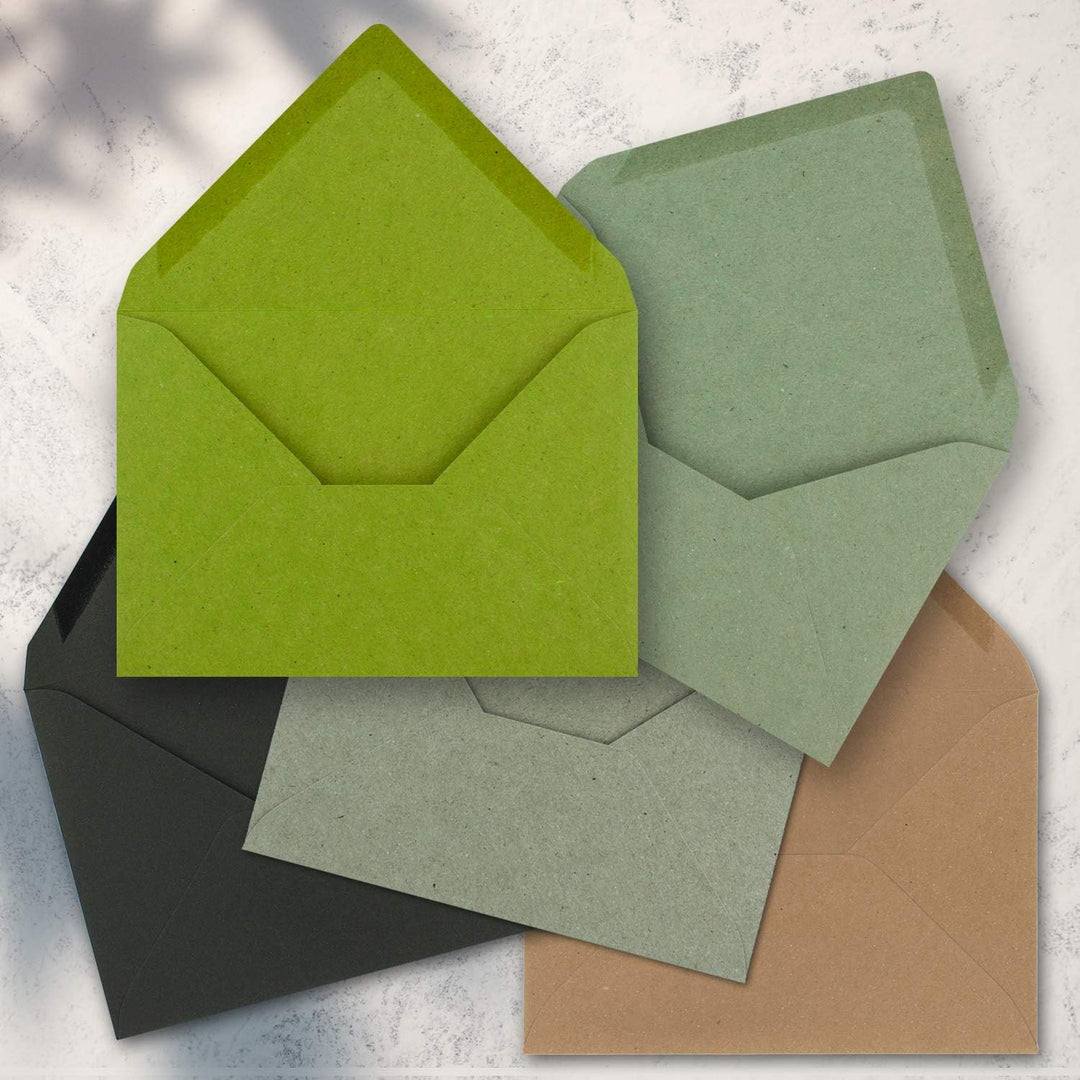 100x Vintage Briefumschläge Farbenmix-Paket DIN B6 125 x 178 mm Kraftpapier 120 g/m² Recycling Nassk