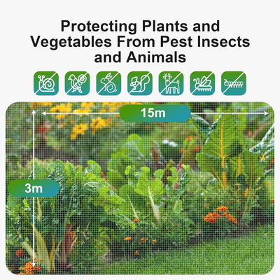 Gemüse Schutznetz Garten Insekten Netz: 3x15m Kulturschutznetz Feinmaschig Pflanzenschutznetz Tunnel