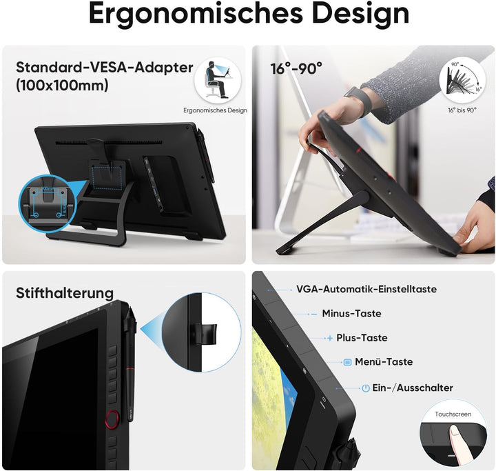 XP-PEN Artist 24 Pro Grafik-Tablet mit Display 2K QHD in 23,8 Zoll (63,8 cm), passiver Eingabestift,