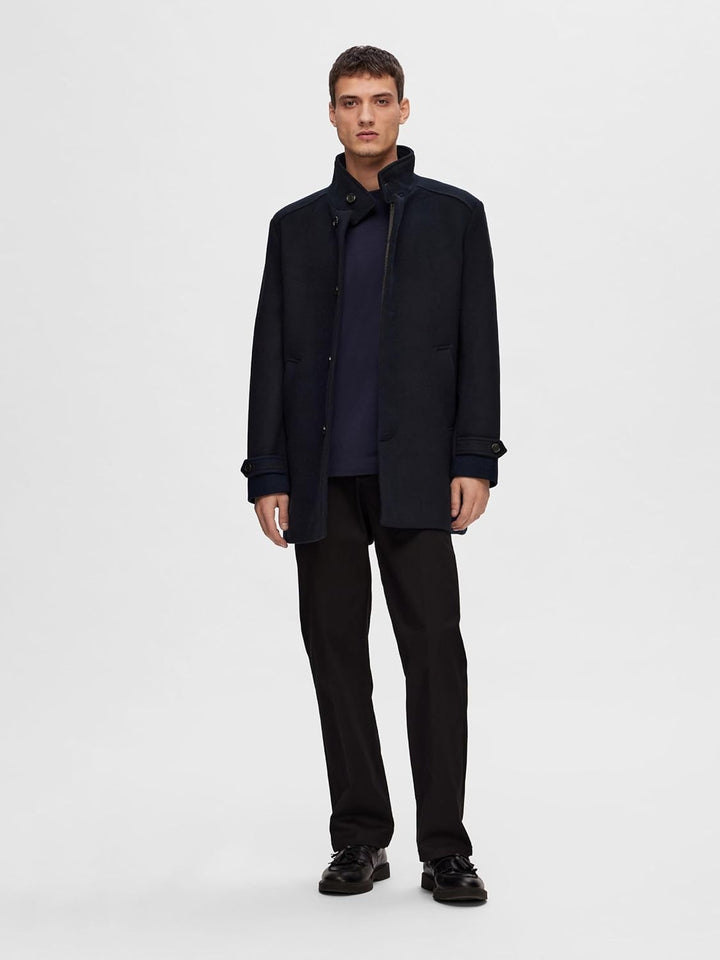 SELETED HOMME Herren Slhreuben Wool Coat Noos Kurzmantel XL Blau, XL Blau