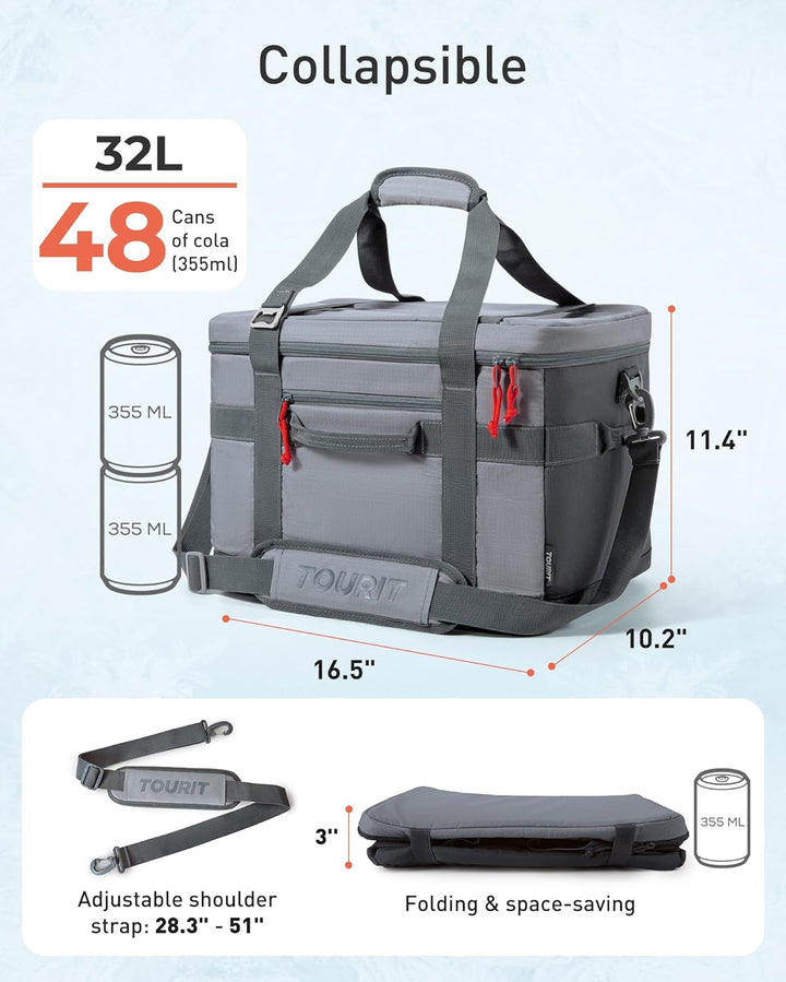 TOURIT Kühltasche Picknicktasche Isolierter weicher Kühler Gross Zusammenklappbar Thermotasche Leben