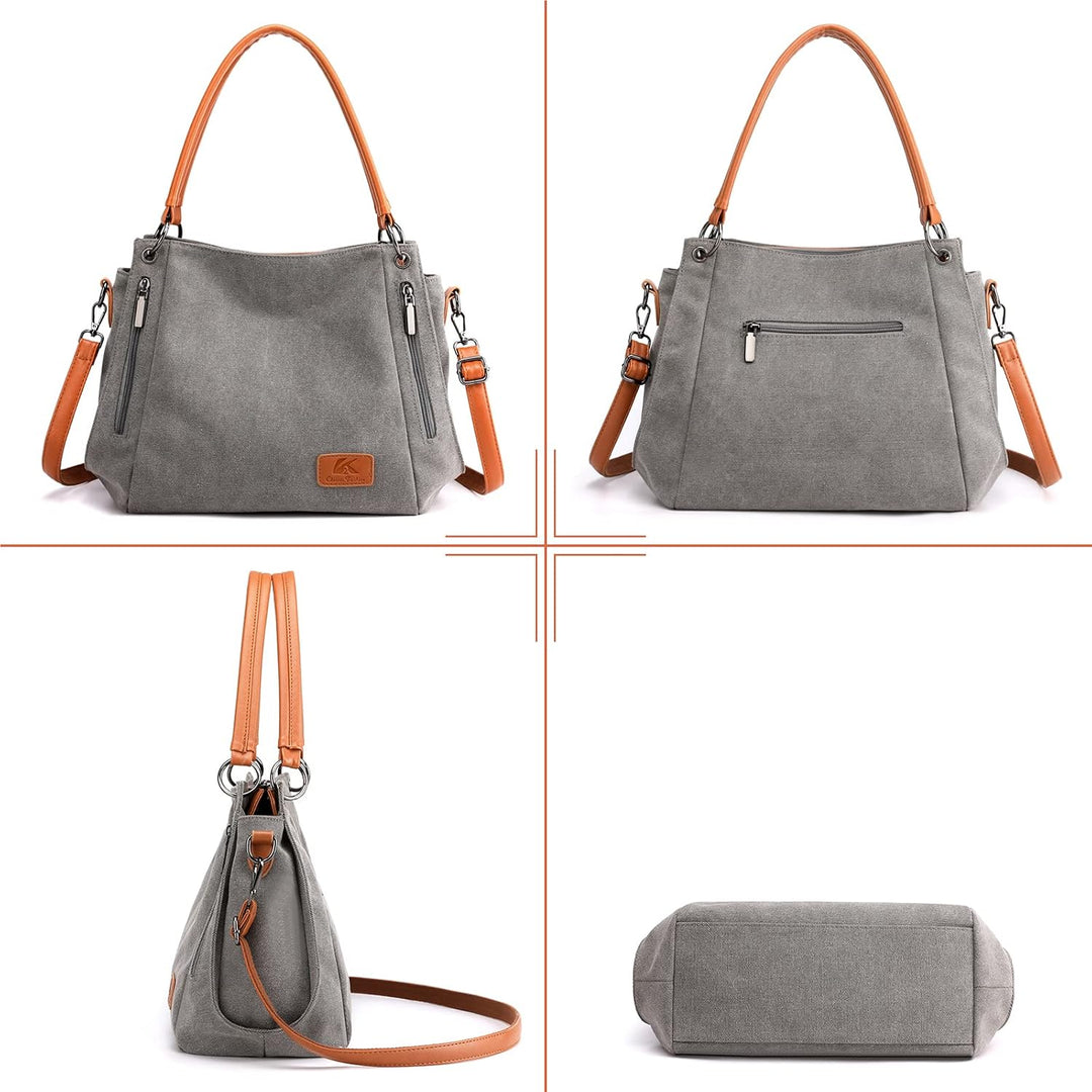 CORIOS Retro Damen Handtasche Canvas Schultertasche Henkeltasche Tragetasche Casual Umhängetasche Mu