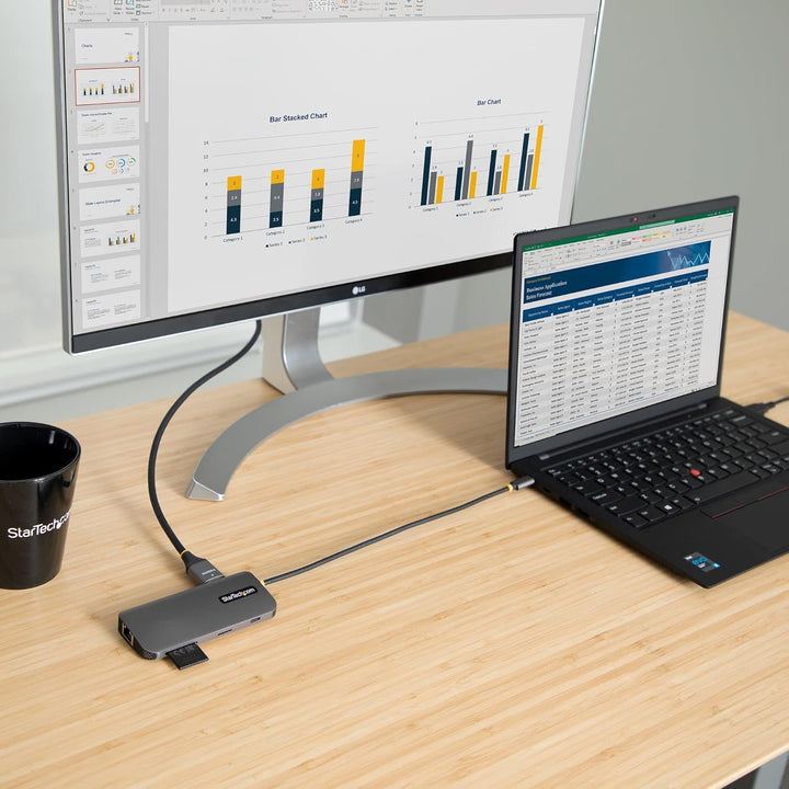 StarTech.com USB C Multiport Adapter, 4K 60Hz HDMI Anschluss, 5Gbit/s USB-A Hub, USB C auf HDMI, 100