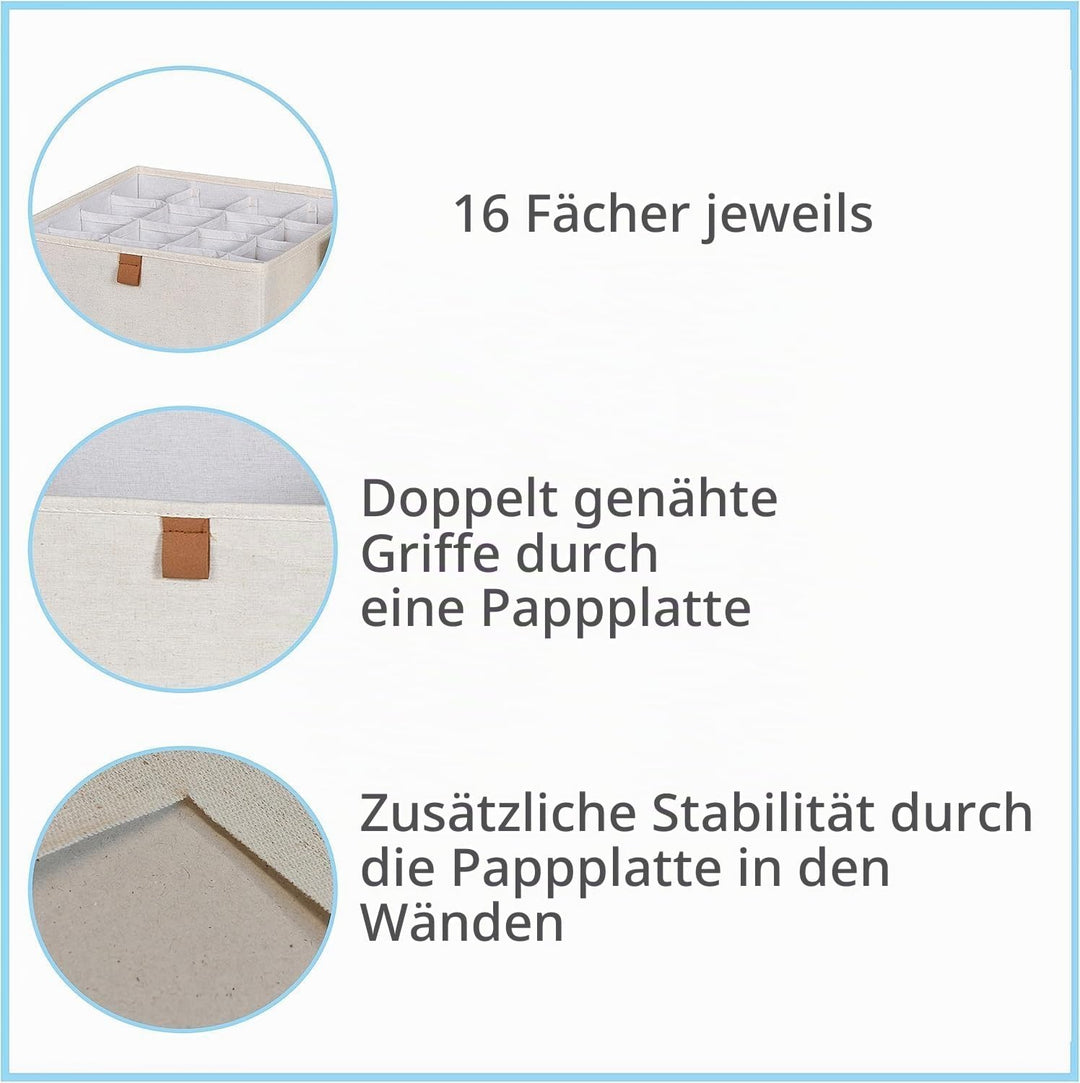LOVE IT STORE IT Premium Schubladen Organizer 2-teilig - Schrank Organizer aus Stoff - 16 Fächer für