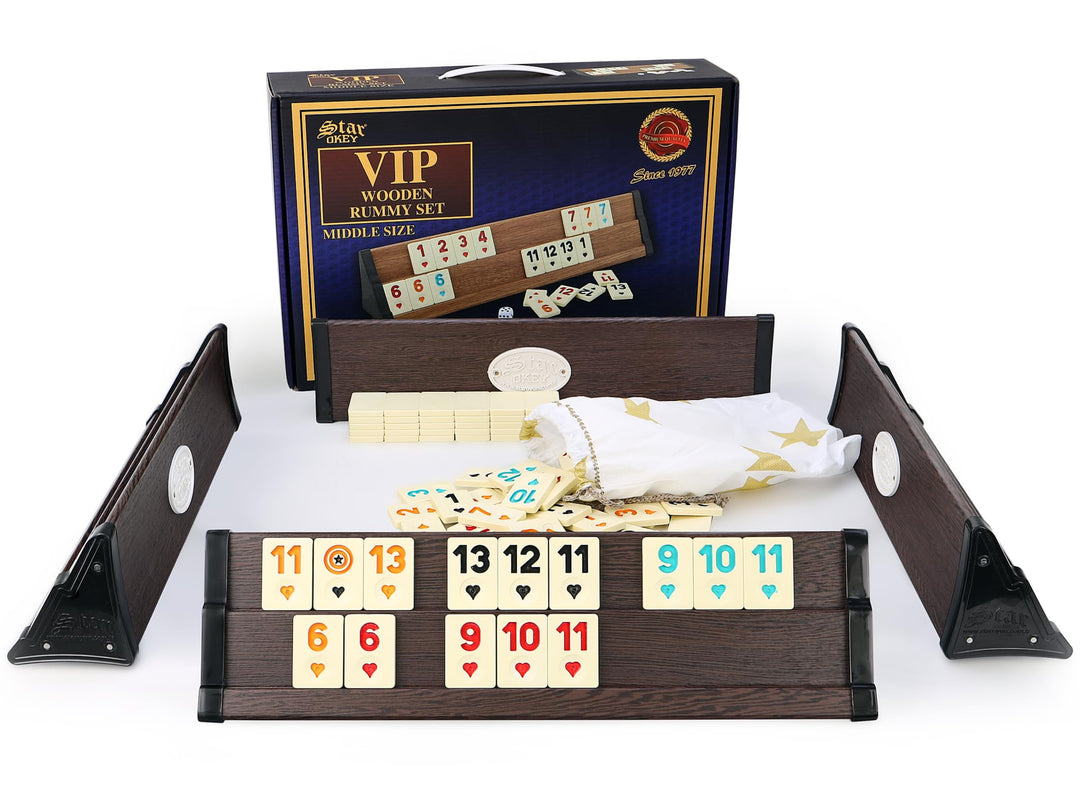 Star SEMUS Wooden Rummy Kompakt Okey mit Melamin Spielsteine (Dunkel)