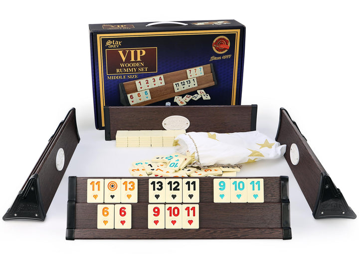 Star SEMUS Wooden Rummy Kompakt Okey mit Melamin Spielsteine (Dunkel)