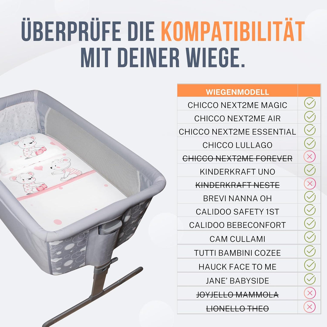 GOYSILA Matratzenschoner Babybett Next to Me saugfähig atmungsaktiv kompatibel mit Babybett Chicco N