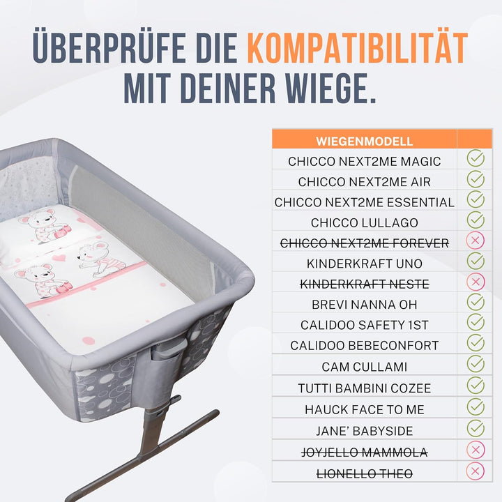 GOYSILA Matratzenschoner Babybett Next to Me saugfähig atmungsaktiv kompatibel mit Babybett Chicco N
