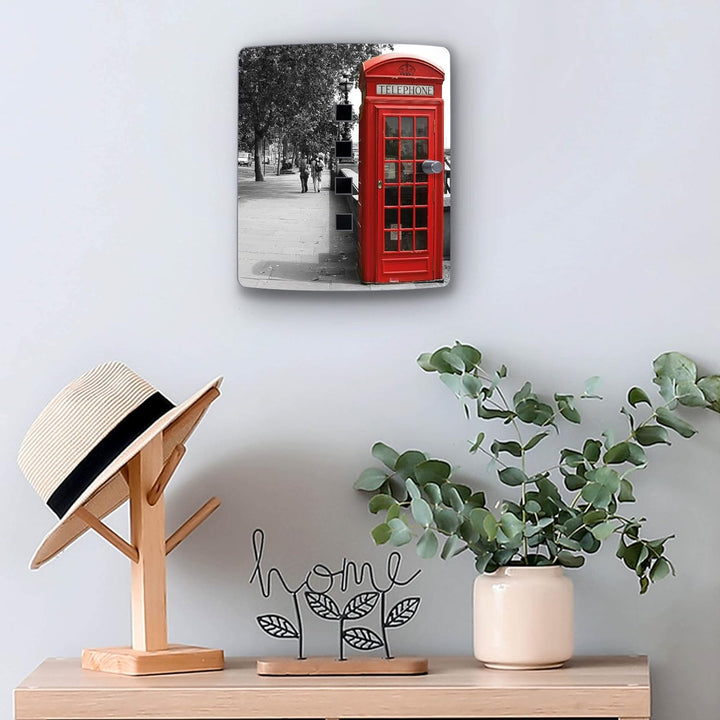 banjado® Design Schlüsselkasten aus Edelstahl Motiv London Telephone für 10 Schlüssel - Schlüsselsch