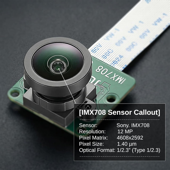 SainSmart für Raspberry Pi Kameramodul 3, 12 MP IMX708, 152° (D) Ultra-Weitwinkel-Sichtfeld, Phasenv