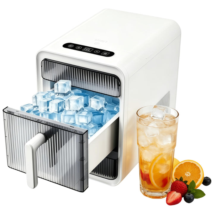 Eiswürfelmaschine klein, Portable Eiswürfelbereiter selbstreinigend, 12 Würfel in 10 Minuten fertig,