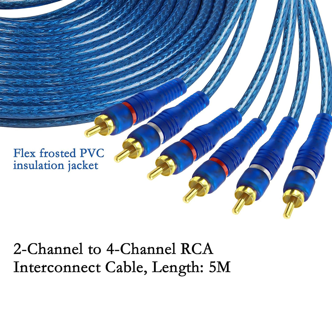 MEIRIYFA 4 Kanal RCA Auto Audio Verbindungskabel, 2 Kanal zu 4 Kanal RCA Auto Audio Y-Splitter Adapt