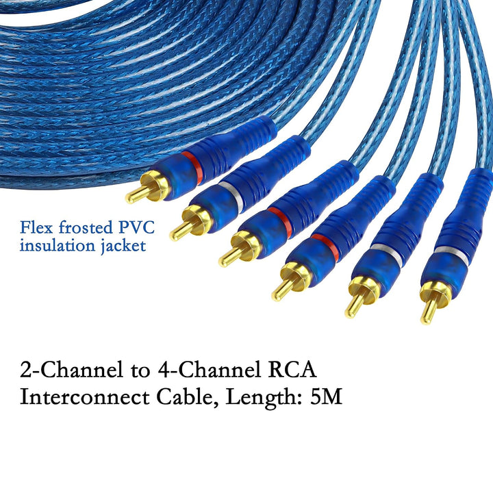 MEIRIYFA 4 Kanal RCA Auto Audio Verbindungskabel, 2 Kanal zu 4 Kanal RCA Auto Audio Y-Splitter Adapt